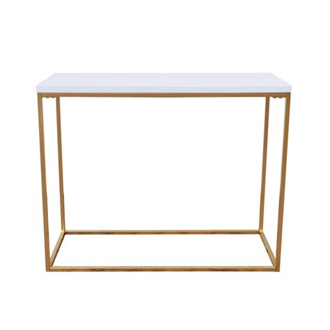 Gold standard rectangle metal console table. White and Gold Console Table | Chairish