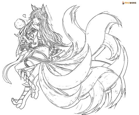Anime Kitsune Girl Coloring Pages