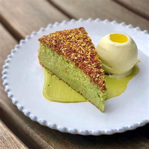 Sicilian Pistachio Cake With Olive Oil Gelato At LeucaMastery From