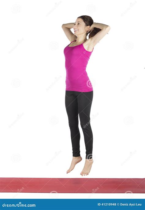 Woman Doing Body Weight Jump Squat For Fitness Stock Photo Image Of
