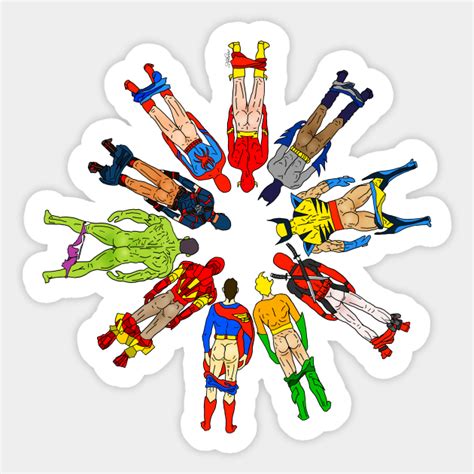 Superhero Butts Circle Super Hero Sticker Teepublic