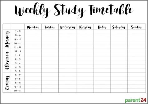 print  weekly study timetable     track