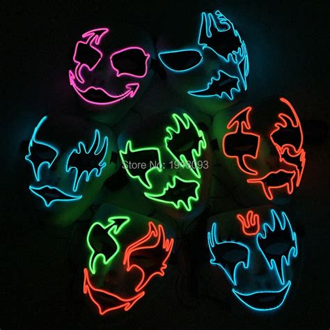 7 New Style Cold Light Face Mask Led Strip El Wire Blinking Costume