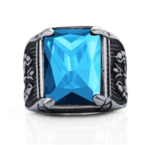 Quality Mens Stone Ring With Crystal 316l Stainless Steel Apresstore