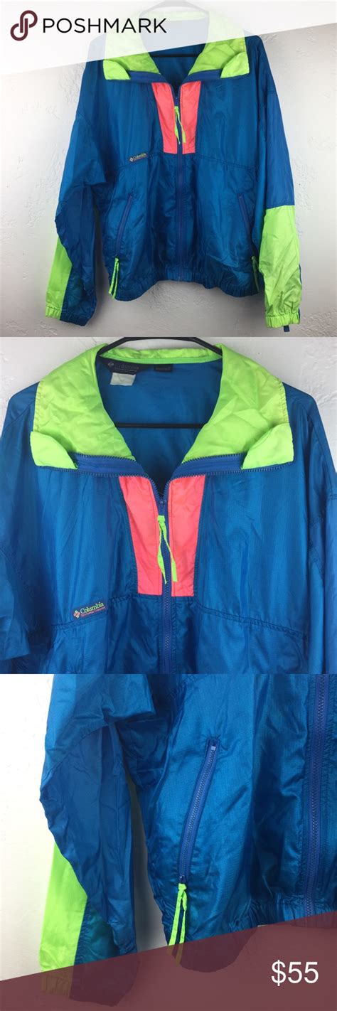 Vintage Columbia Windbreaker Jacket 80s 90s Sz M Windbreaker Jacket