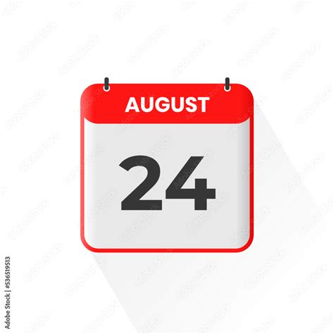 24th August Calendar Icon August 24 Calendar Date Month Icon Vector