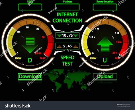 Internet Connection Speed Test Gaugesdownload Uploadwith Stock Vector