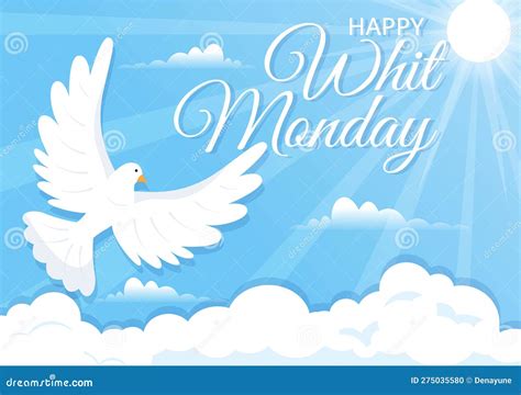 Whit Monday Vector Illustration With A Pigeon Or Dove For Christian