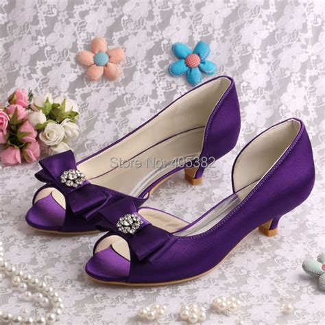 20 Colorswomen Shoes Purple Low Heel Pumps Bride Party Open Toe