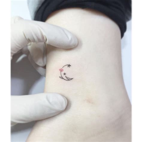 Moon Flower Shooting Star Star Tattoos Simplistic Tattoos Small