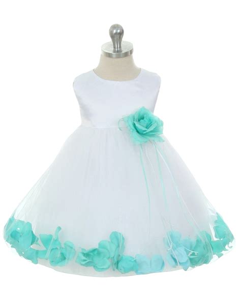 Satin And Tulle Floating Flower Petal Dress Baby Girl White Flower Girl