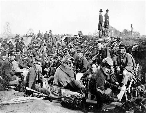 Union Soldiers Entrenched Along The West Bank Of The Rappahannock River