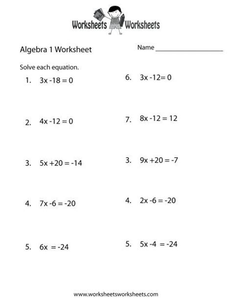 High School Algebra Worksheets Printable Free Worksheets Master