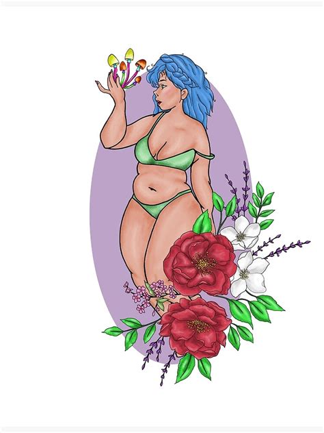 Dainty Curvy Woman With Flowers Poster By Madam Moonbeam Redbubble
