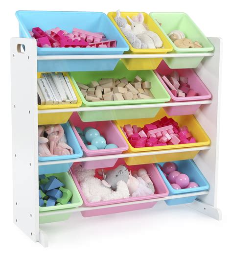 Tot Tutors Kids Toy Storage Organizer With 12 Plastic Bins White