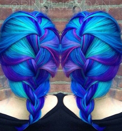 Blue hair is the statement trend of 2020. Neon blue royal blue braided dyed hair @pinupjordan ...