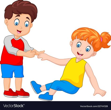 Boy Helping A Girl Stand Up Royalty Free Vector Image Sunday School