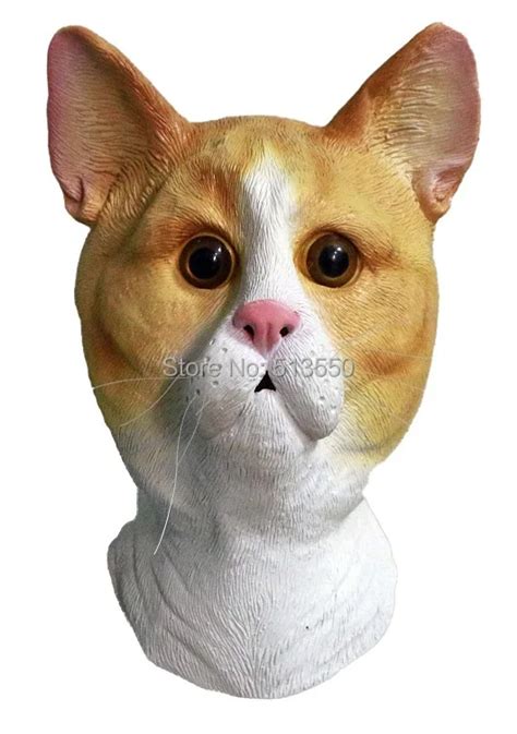 buy best selling realistic kitten latex ginger cat mask from reliable masking