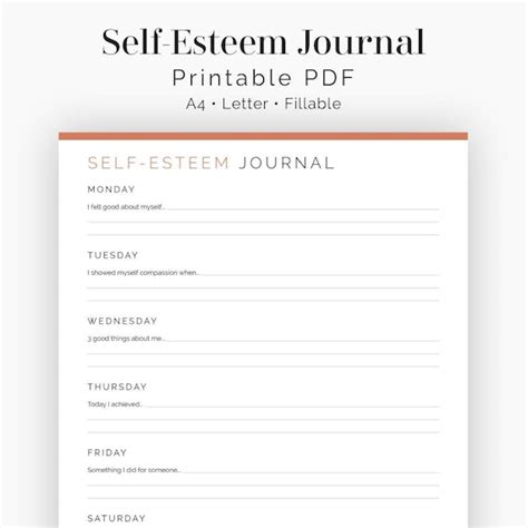 Self Esteem Journal Worksheet Therapist Aid Self Esteem Journal Neat