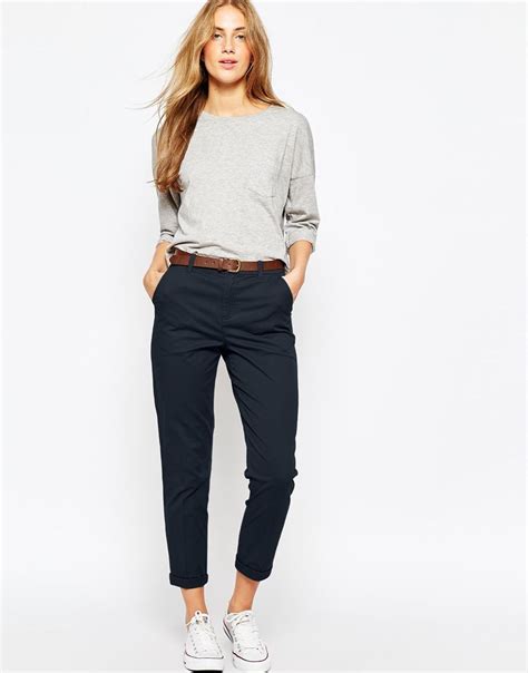 Asos Chino Trousers With Belt At Casual Work Outfits