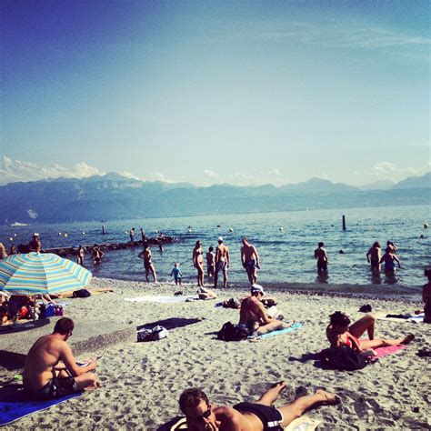 Lausanne Beach Switzerland Lausanne Switzerland Summer Lakeside