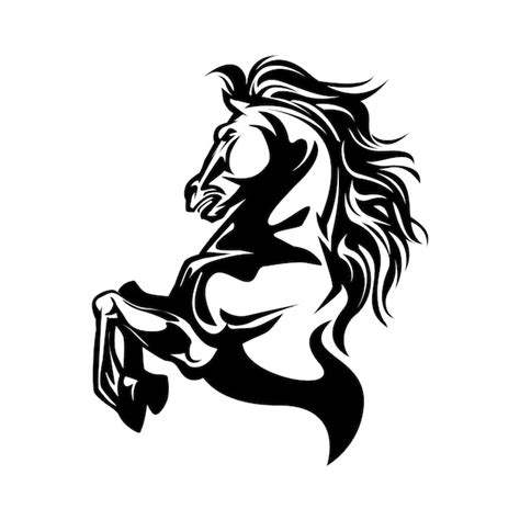 Premium Vector Black And White Horse Illustration