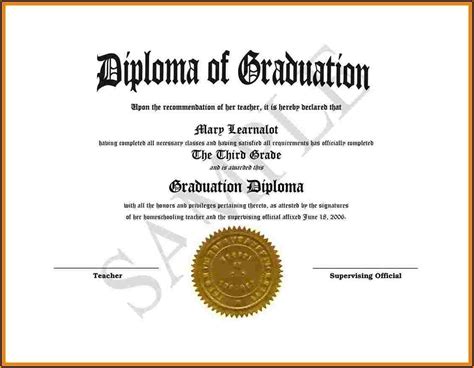 Free Editable High School Diploma Templates Template 1 Resume