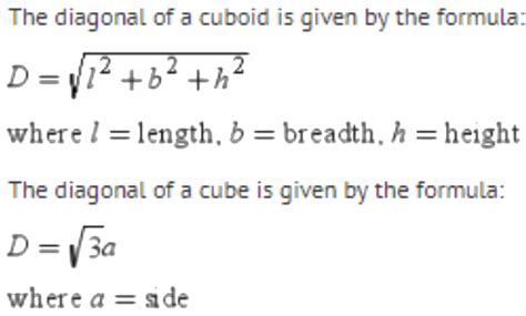 Diagonal Of Cube And Cuboid And Its Formulae