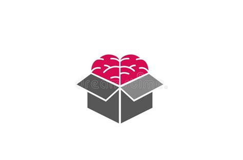 Creative Box Brain Logo Design Vector Symbol Illustration Stock Vector