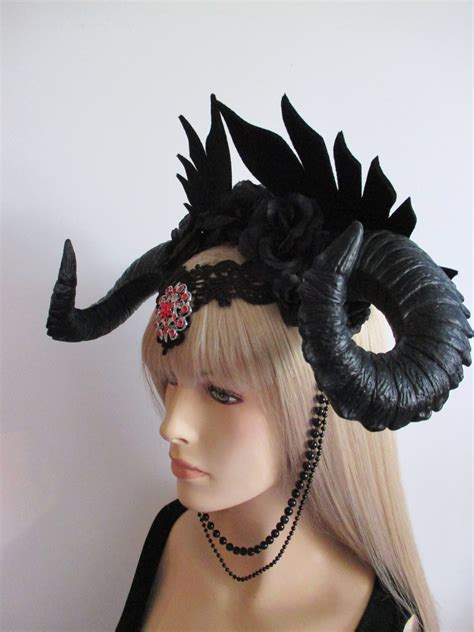 Ram Horn Headdress Dragons Gothic Headpiece Halloween Etsy Renaissance Headpiece Headpiece