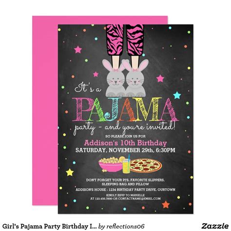 Girl S Pajama Party Birthday Invitations Zazzle Birthday Party Invitations Diy Girls