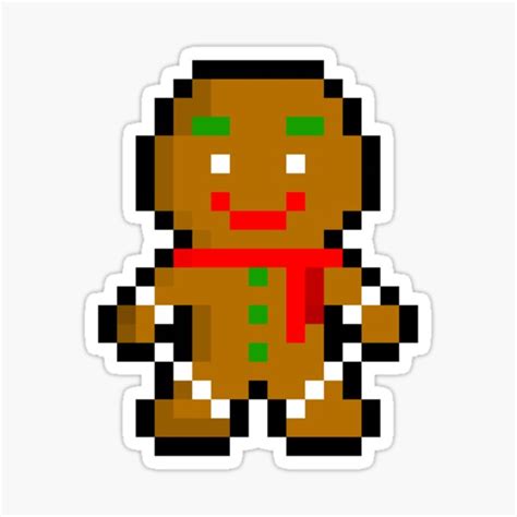 Gingerbread Man Christmas Pixel Xmas Holiday T Sticker For Sale