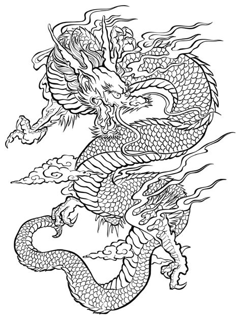 Free Dragon Coloring Page To Print Adult Coloring Asian Dragon