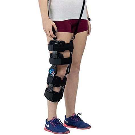Hinged Rom Knee Brace With Strap Adjustable Leg Stabilizer Post Op