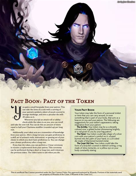 Homebrew Oc Pact Of The Token A Warlock Pact Boon And Set Of