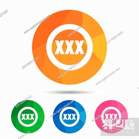xxx sign icon adults only content symbol triangular low poly button with flat icon stock