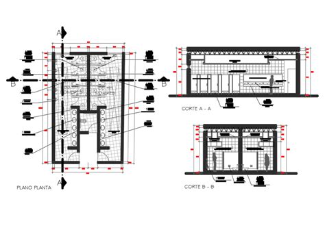Sanitary Facilities Sectional And Layout Plan Cad Drawing Details Dwg