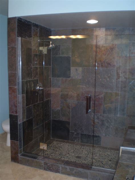 Our fave bathroom tile design ideas. Slate Shower | Slate shower, Slate bathroom, Master shower ...