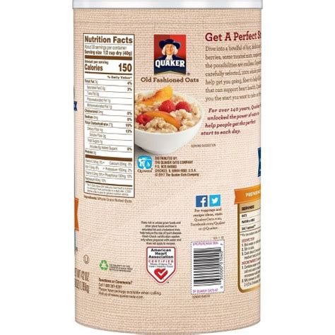 Whats in a bowl for patients with diabetes? Quaker Oatmeal Nutrition Label | Besto Blog