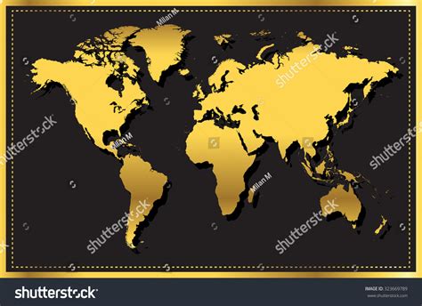 Golden World Mapvector Illustration Stock Vector Royalty Free