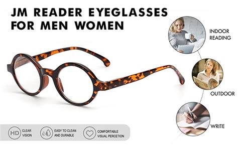 jm set of 4 retro round reading glasses spring hinge readers men women glasses for