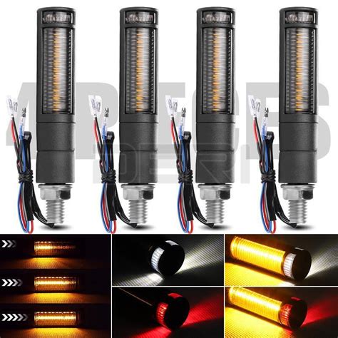 4x Sequential Flowing LED Motorcycle Turn Signal Indicator Lights DRL
