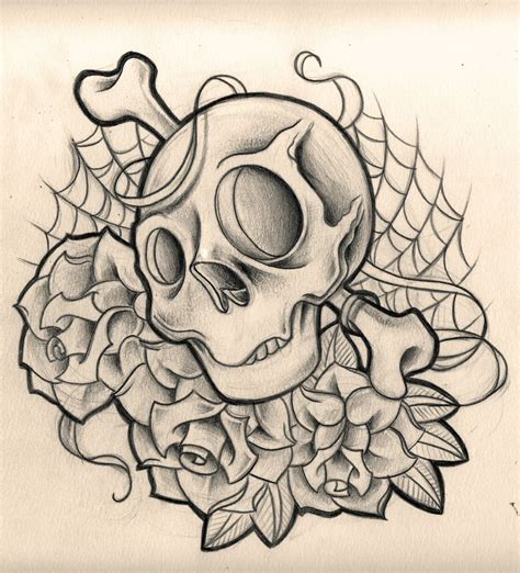 Skull And Roses By Willemxsm On Deviantart Skulls Drawing Skull