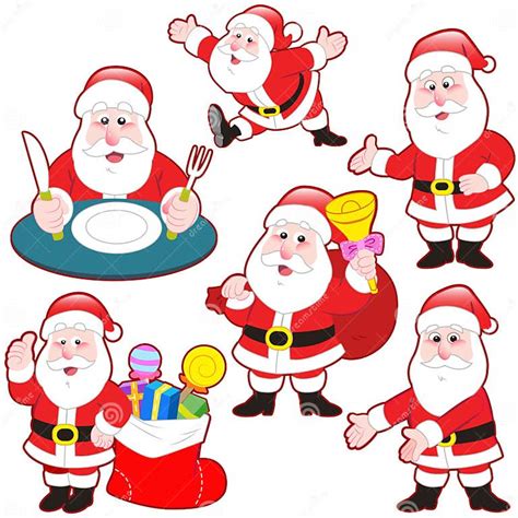 Cute Cartoon Santa Claus Collection Stock Vector Illustration Of