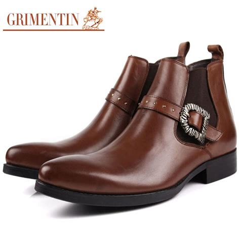 Grimentin Brand Italian Mens Ankle Boots Genuine Leather Designer