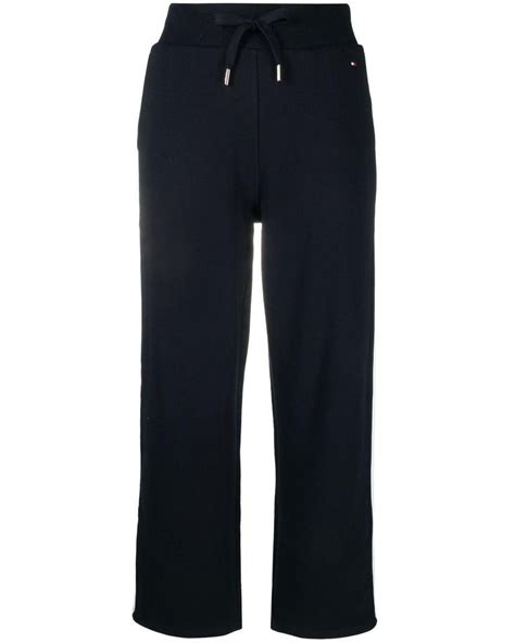 Tommy Hilfiger Striped Trim Terry Sweatpants In Blue Lyst