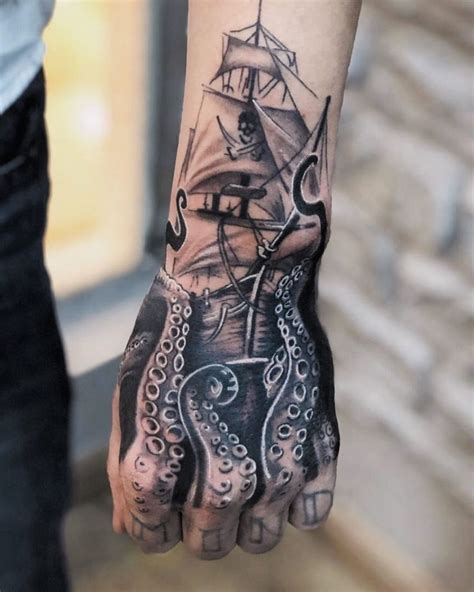 Ship Tattoo Sleeves Ocean Sleeve Tattoos Octopus Tattoos Elbow Tattoos Dope Tattoos Skull
