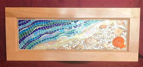 Beautiful Stained Glass Mosaic Beach Scene