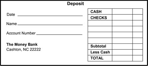 I dawdled in the bank for. 4 Deposit Slip Templates - Excel xlts