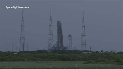 Lightning Strikes Lightning Tower On Artemis Launch Pad In Cape